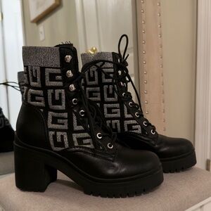 Guess Black and Gray Lace-Up Boots